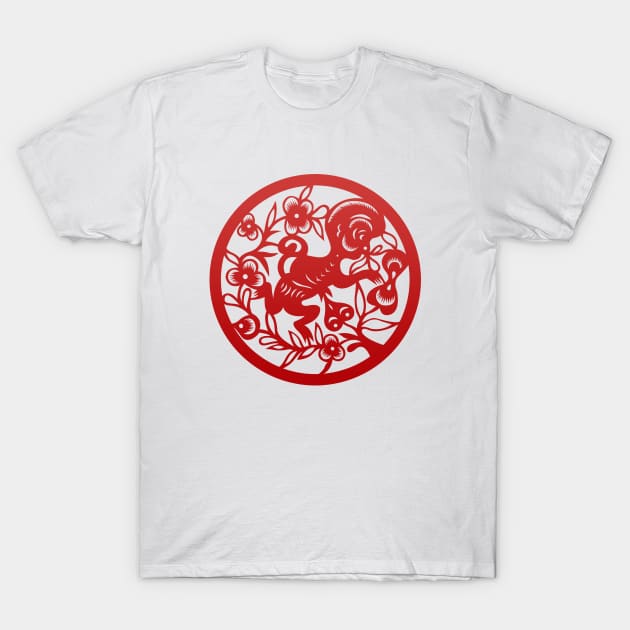 Chinese Zodiac Monkey in Red T-Shirt by Takeda_Art